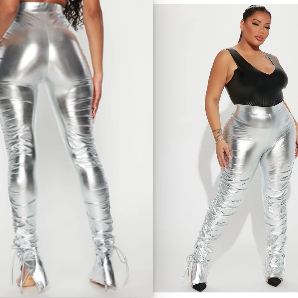 Fashion Nova Metallic faux leather pants